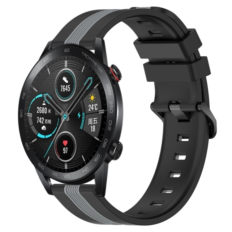 For Honor Magic Watch 2 46mm 22mm Vertical Two-Color Silicone Watch Band