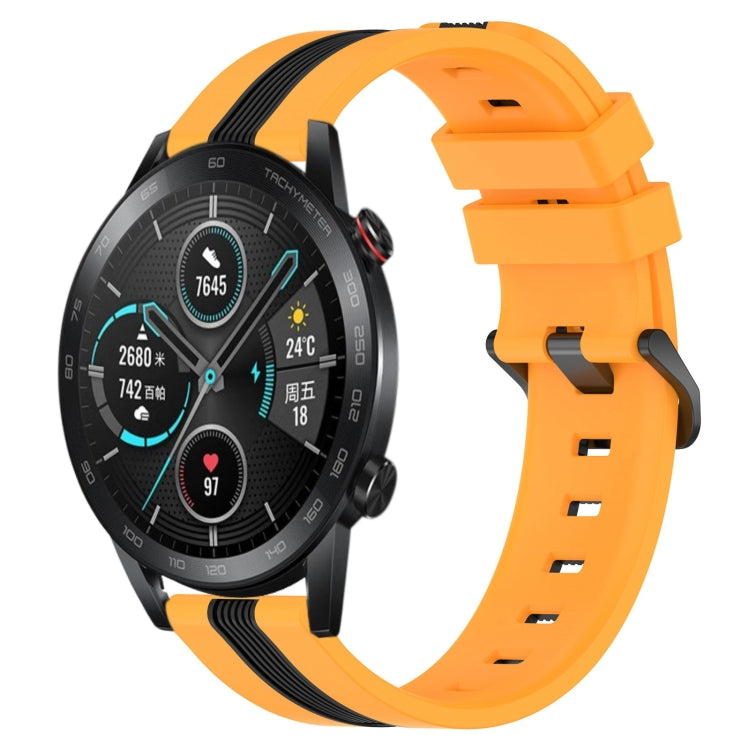 For Honor Magic Watch 2 46mm 22mm Vertical Two-Color Silicone Watch Band