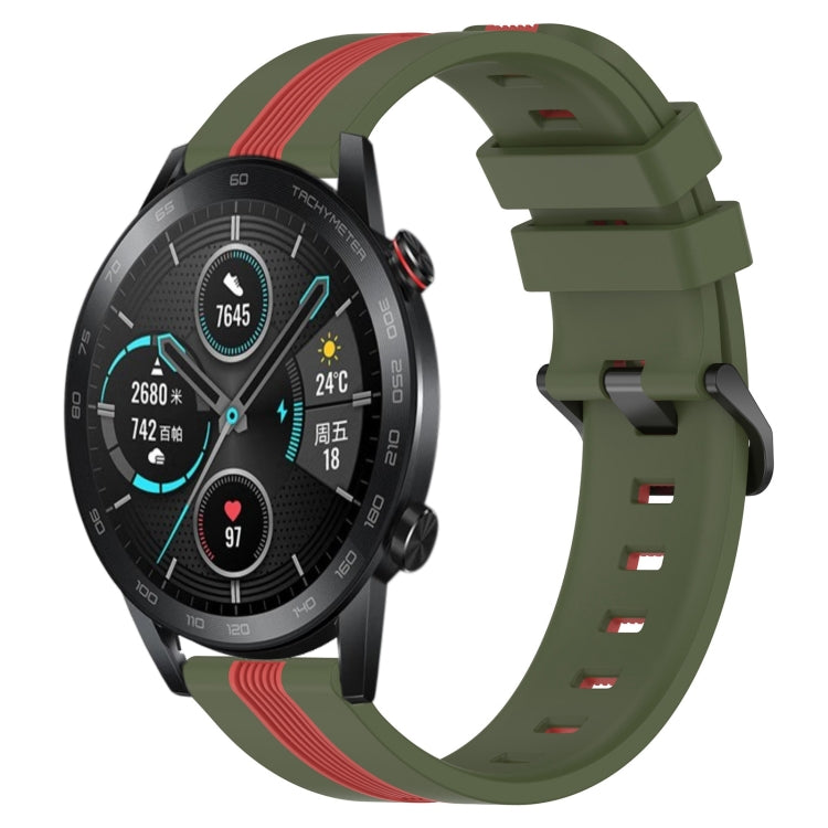 For Honor Magic Watch 2 46mm 22mm Vertical Two-Color Silicone Watch Band