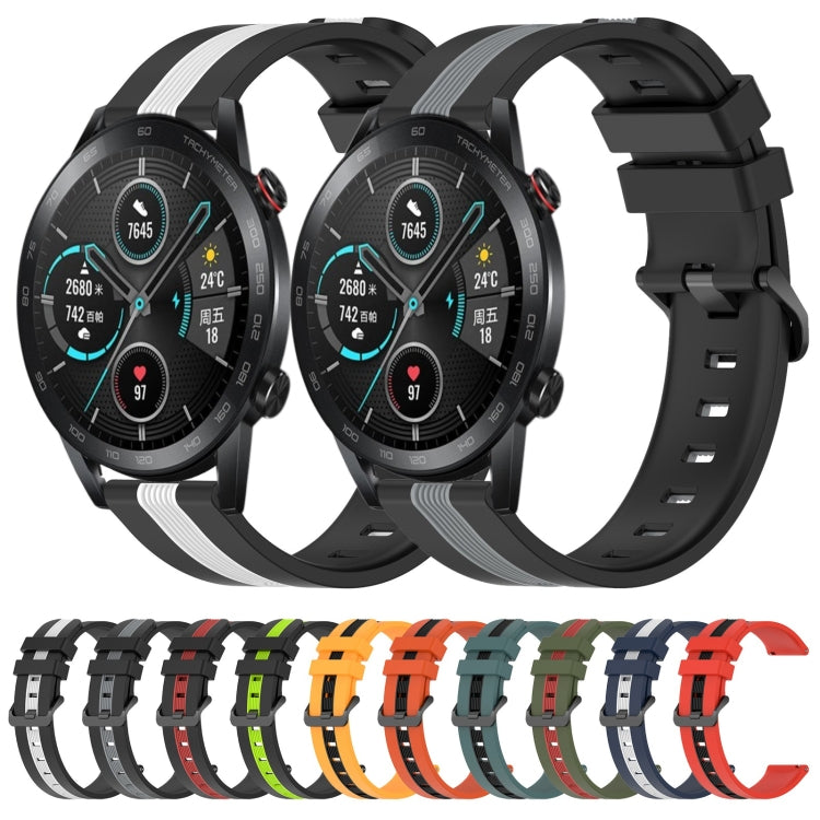 For Honor Magic Watch 2 46mm 22mm Vertical Two-Color Silicone Watch Band