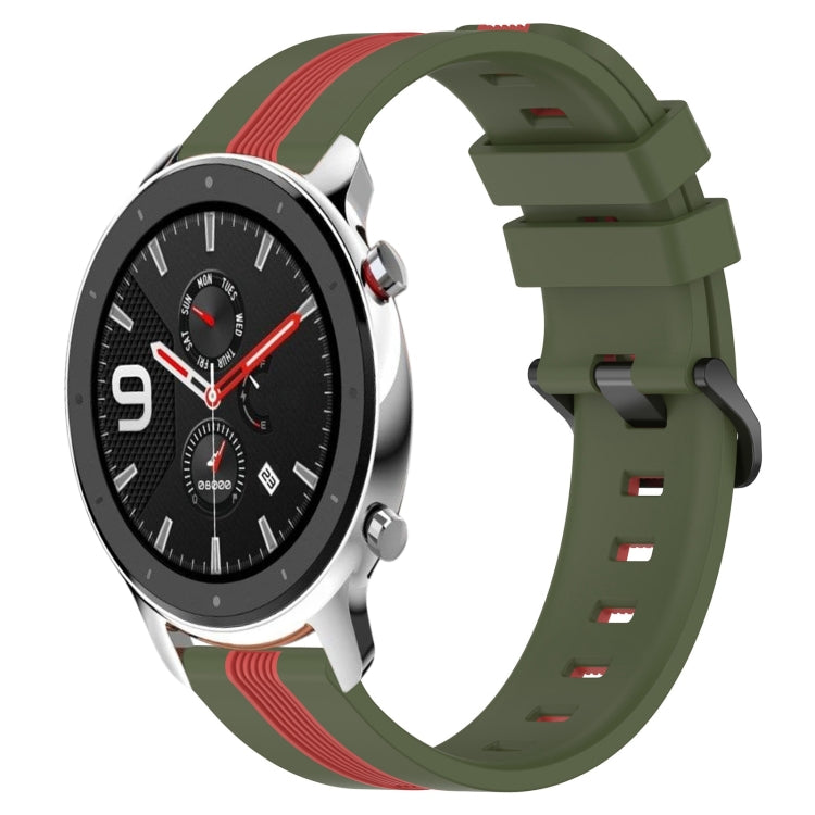 For Amazfit GTR 4 22mm Vertical Two-Color Silicone Watch Band