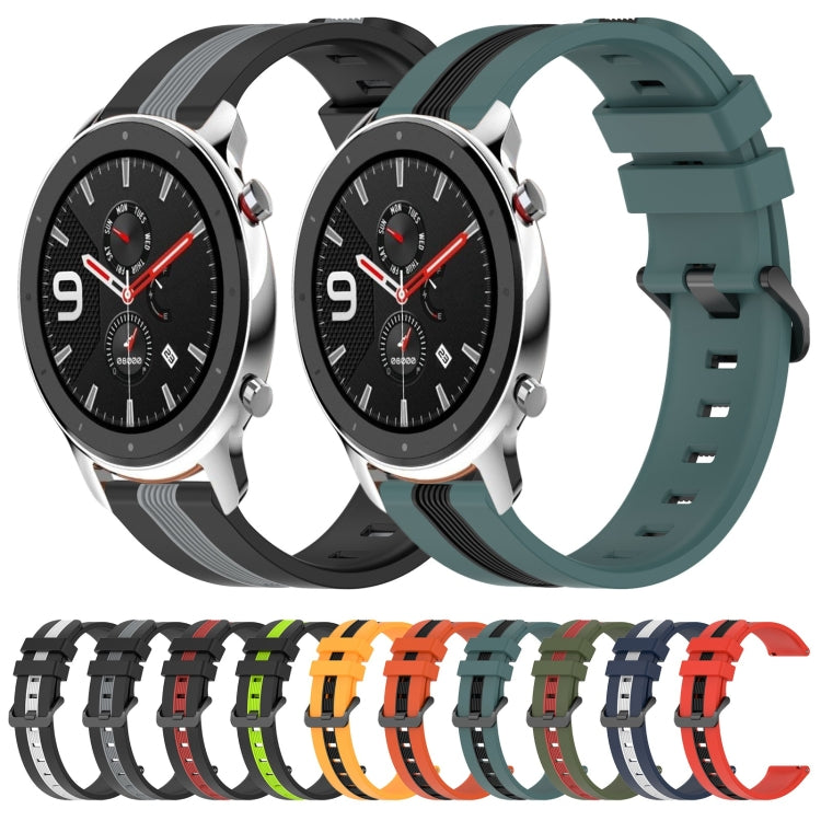 For Amazfit GTR 4 22mm Vertical Two-Color Silicone Watch Band