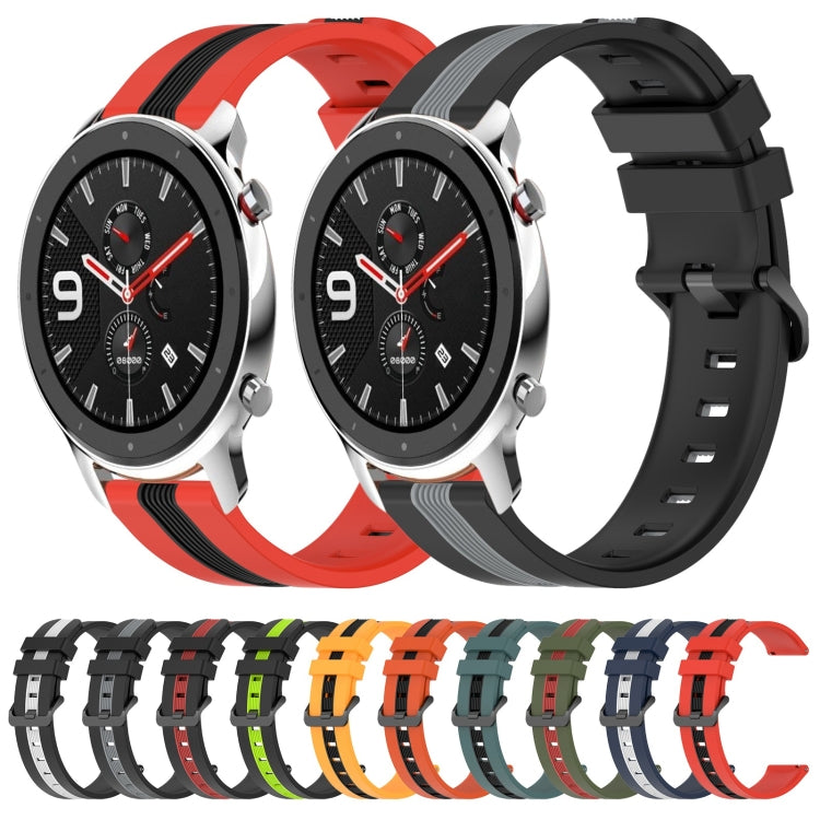 For Amazfit GTR 4 Pro 22mm Vertical Two-Color Silicone Watch Band