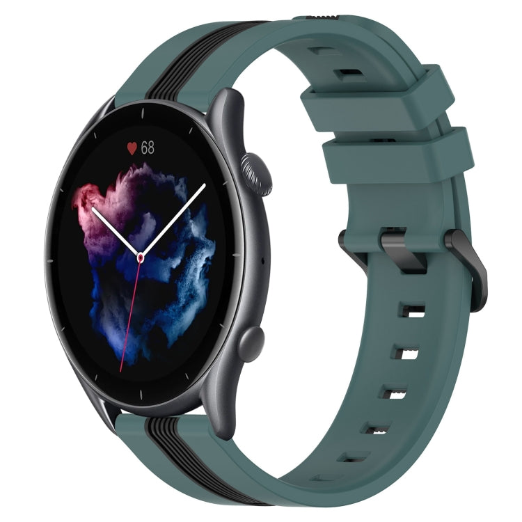 For Amazfit GTR 3 22mm Vertical Two-Color Silicone Watch Band