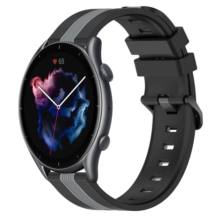 For Amazfit GTR 3 22mm Vertical Two-Color Silicone Watch Band