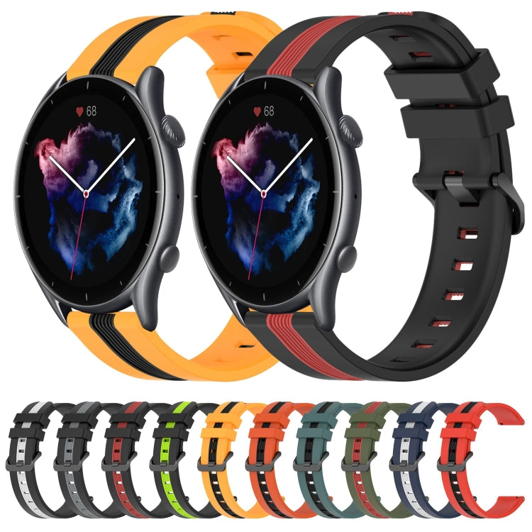 For Amazfit GTR 3 22mm Vertical Two-Color Silicone Watch Band