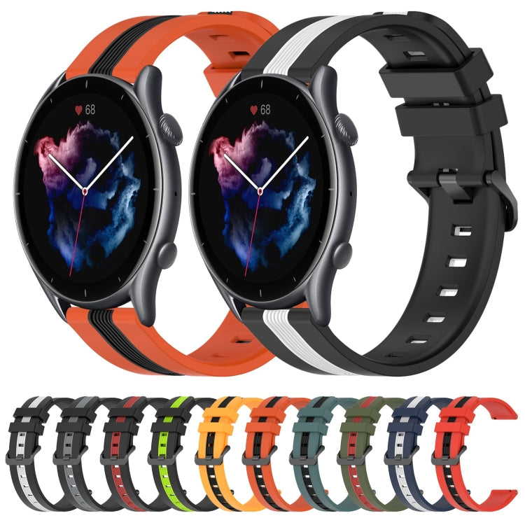 For Amazfit GTR 3 Pro 22mm Vertical Two-Color Silicone Watch Band