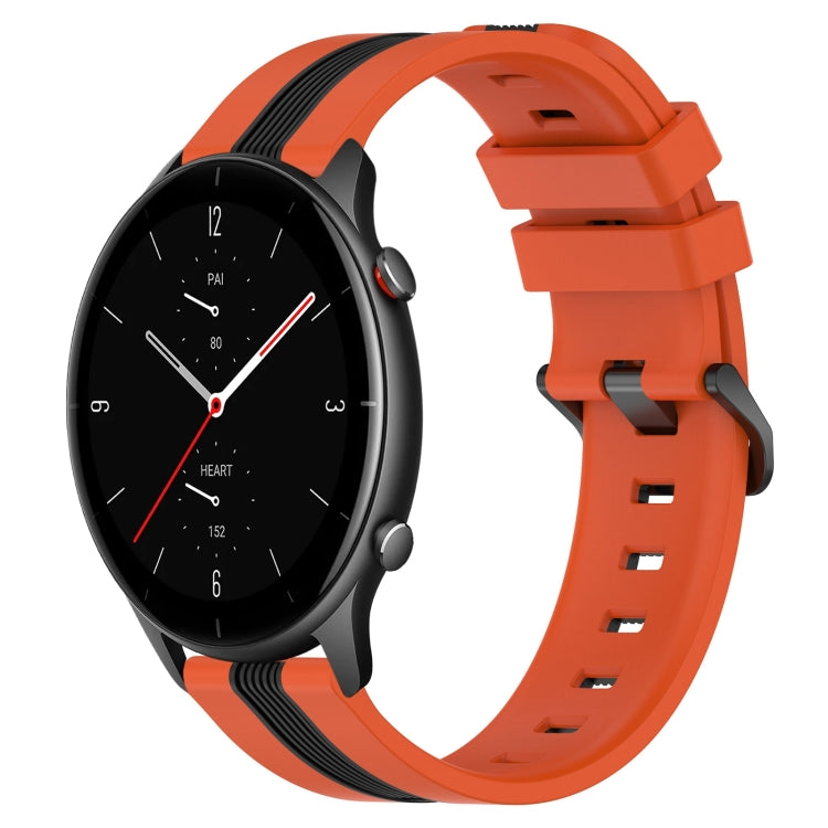 For Amazfit GTR 2e 22mm Vertical Two-Color Silicone Watch Band