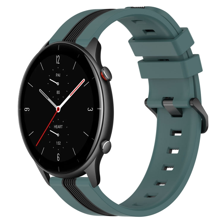 For Amazfit GTR 2e 22mm Vertical Two-Color Silicone Watch Band