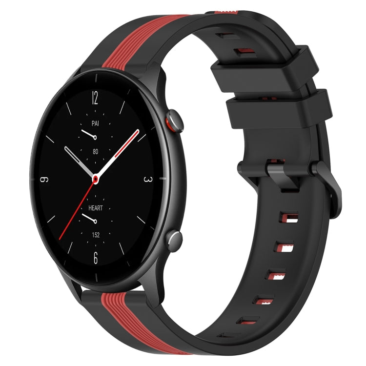 For Amazfit GTR 2e 22mm Vertical Two-Color Silicone Watch Band