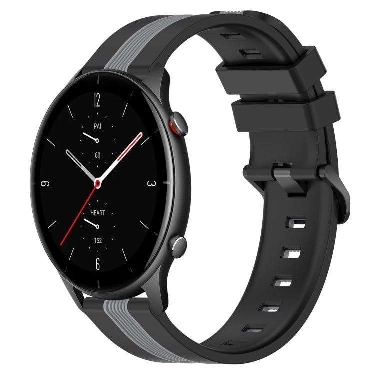 For Amazfit GTR 2e 22mm Vertical Two-Color Silicone Watch Band