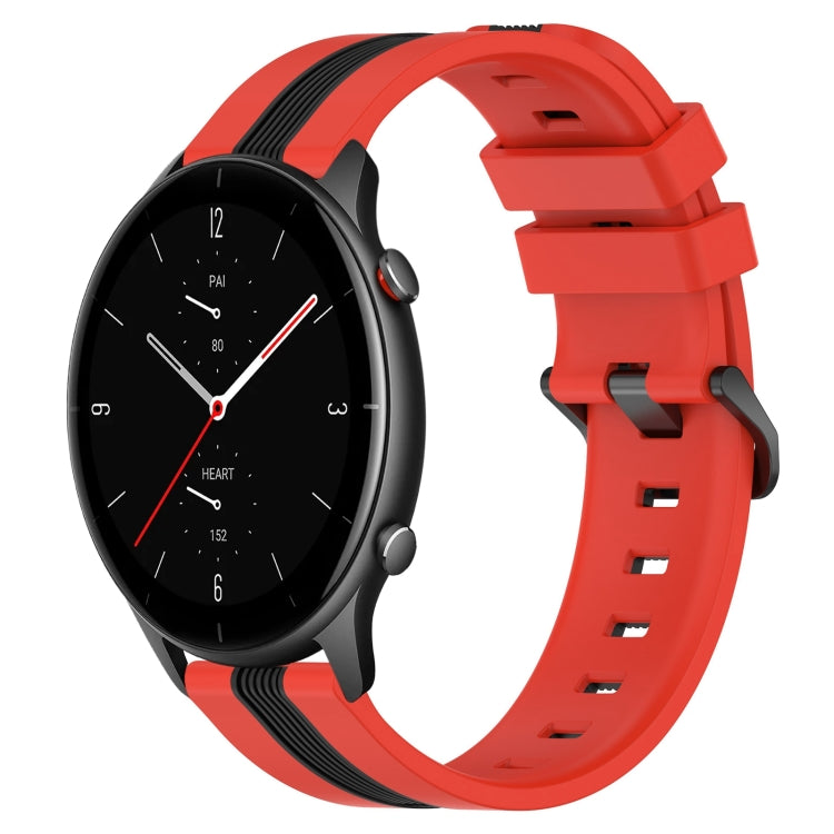 For Amazfit GTR 2e 22mm Vertical Two-Color Silicone Watch Band