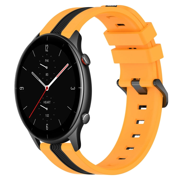 For Amazfit GTR 2e 22mm Vertical Two-Color Silicone Watch Band