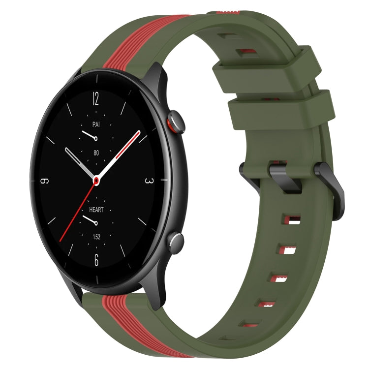 For Amazfit GTR 2e 22mm Vertical Two-Color Silicone Watch Band