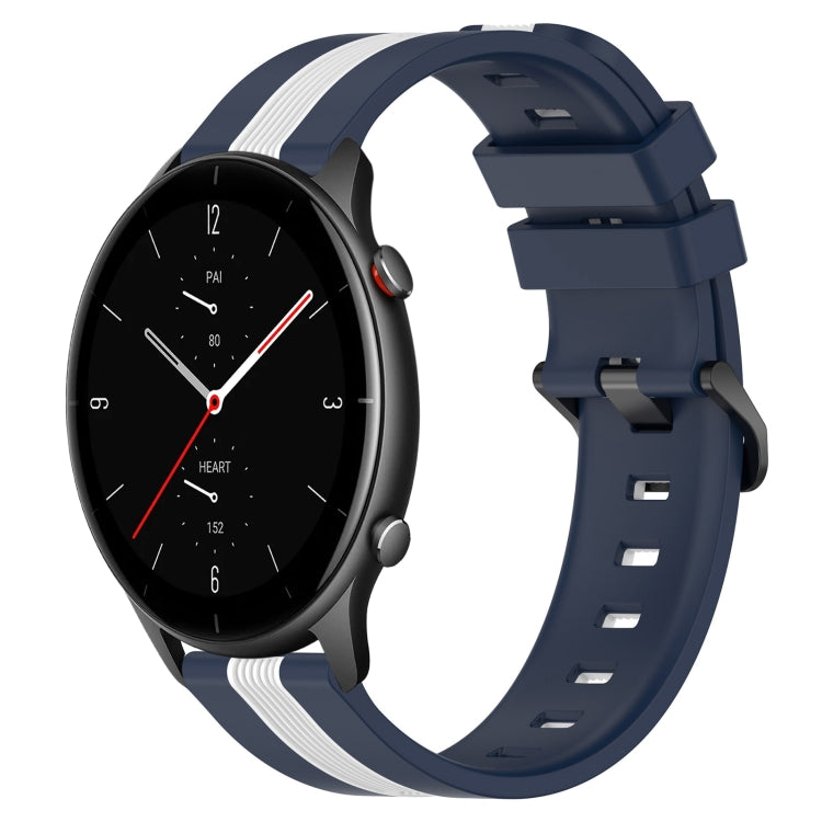 For Amazfit GTR 2e 22mm Vertical Two-Color Silicone Watch Band