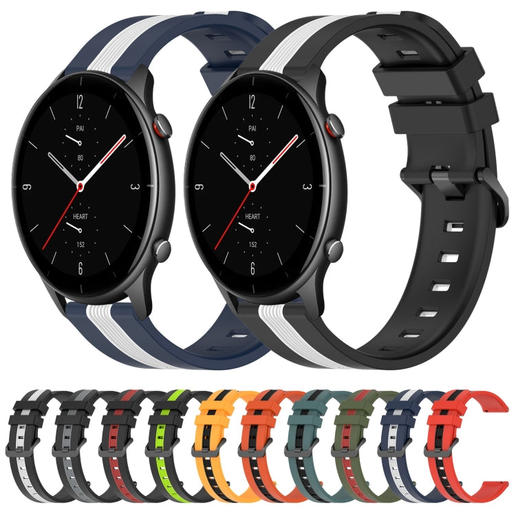 For Amazfit GTR 2e 22mm Vertical Two-Color Silicone Watch Band