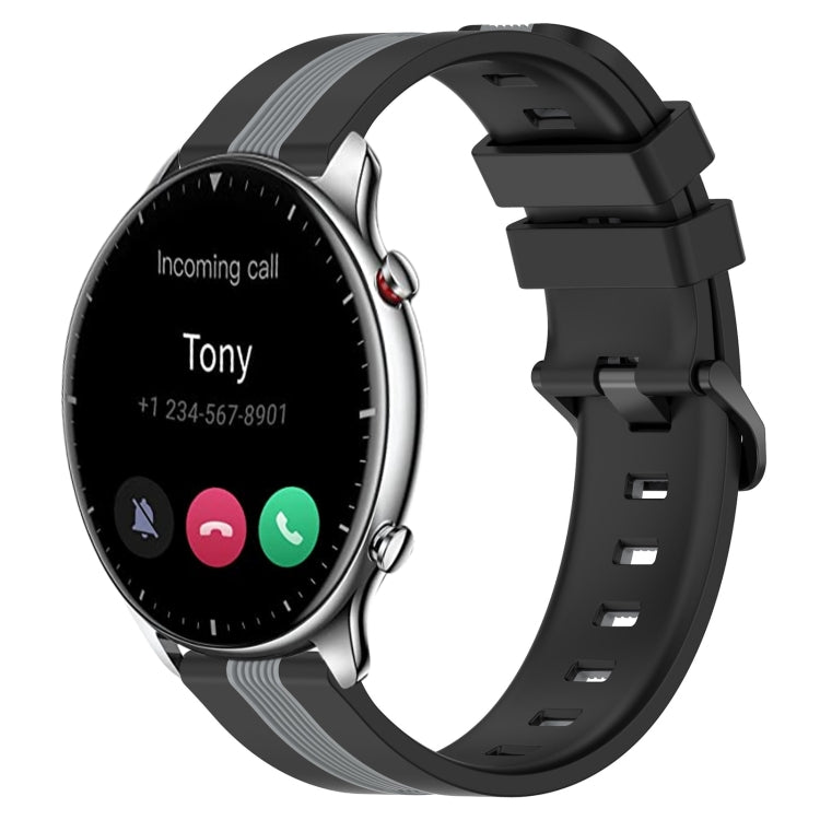 For Amazfit GTR 2 22mm Vertical Two-Color Silicone Watch Band