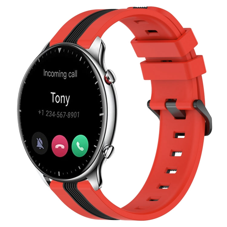 For Amazfit GTR 2 22mm Vertical Two-Color Silicone Watch Band