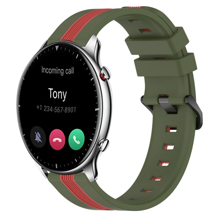 For Amazfit GTR 2 22mm Vertical Two-Color Silicone Watch Band
