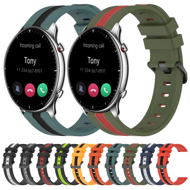 For Amazfit GTR 2 22mm Vertical Two-Color Silicone Watch Band