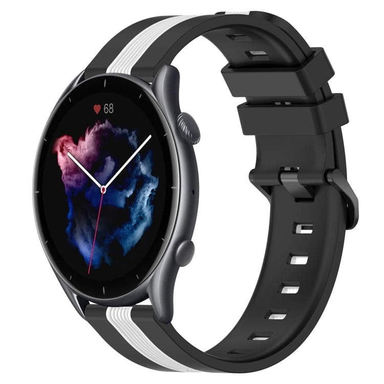 For Amazfit 3 22mm Vertical Two-Color Silicone Watch Band