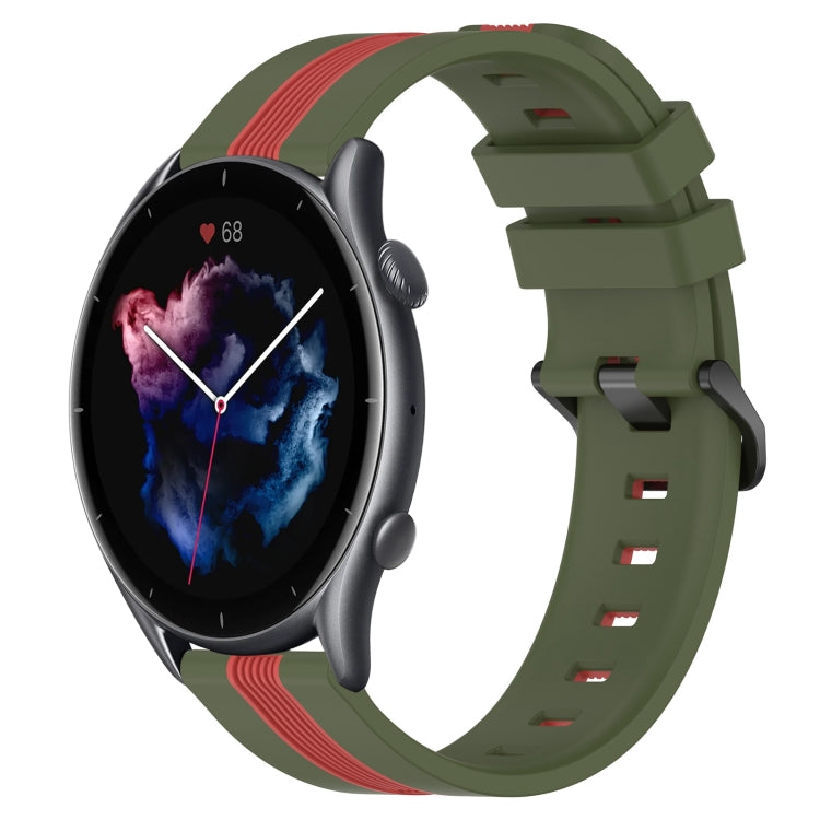 For Amazfit 3 22mm Vertical Two-Color Silicone Watch Band