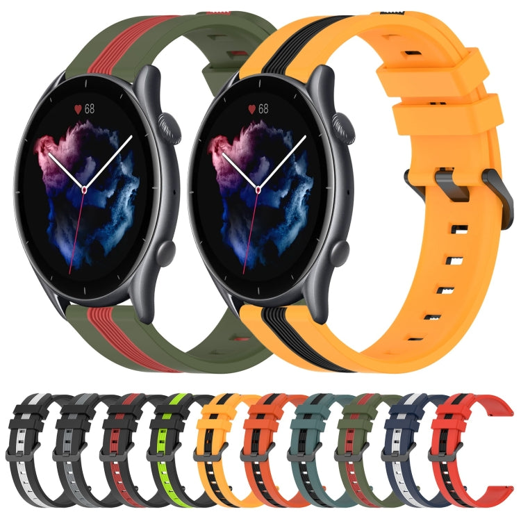 For Amazfit 3 22mm Vertical Two-Color Silicone Watch Band