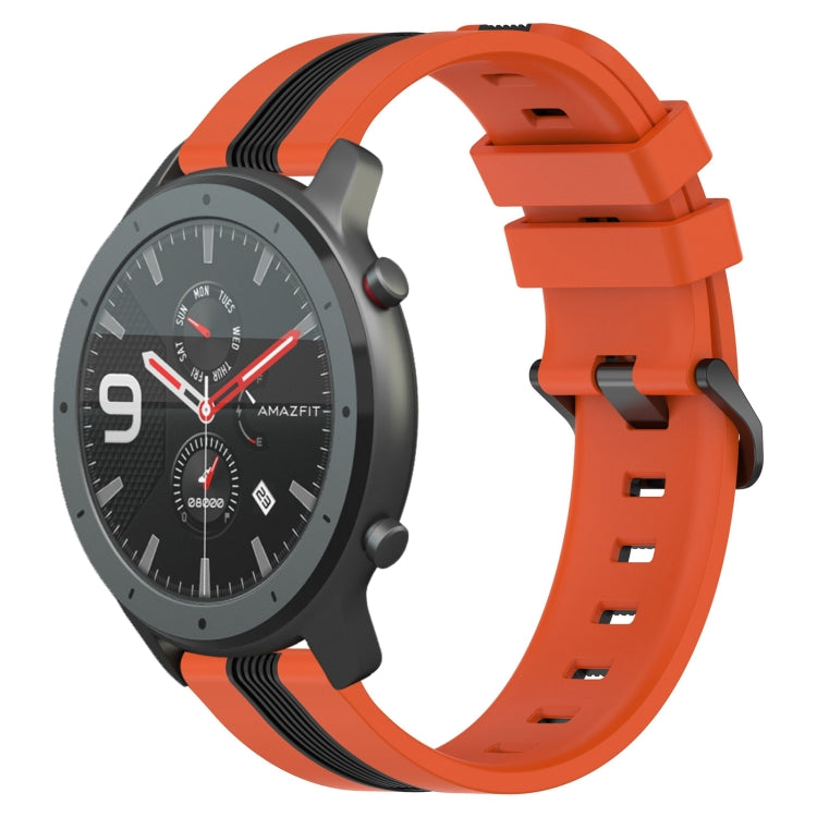 For Amazfit GTR 47mm 22mm Vertical Two-Color Silicone Watch Band