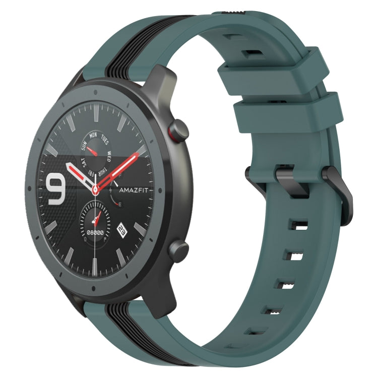 For Amazfit GTR 47mm 22mm Vertical Two-Color Silicone Watch Band