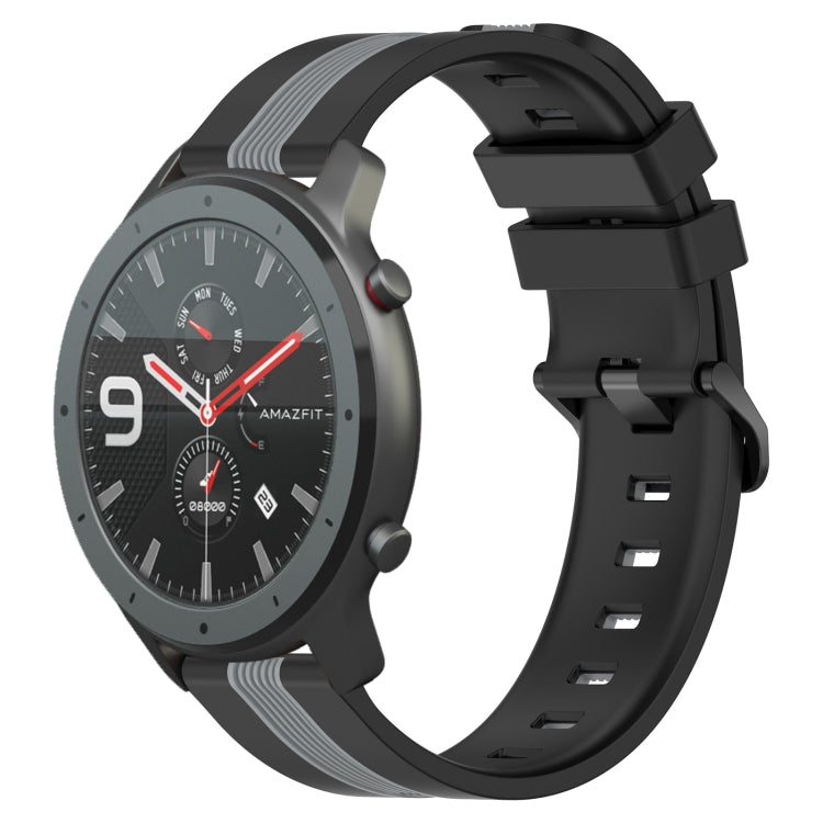 For Amazfit GTR 47mm 22mm Vertical Two-Color Silicone Watch Band