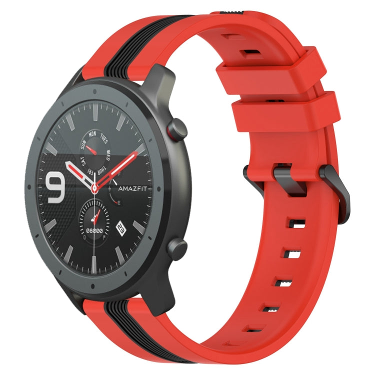 For Amazfit GTR 47mm 22mm Vertical Two-Color Silicone Watch Band