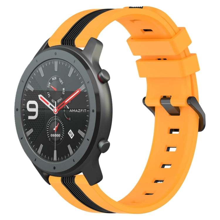 For Amazfit GTR 47mm 22mm Vertical Two-Color Silicone Watch Band
