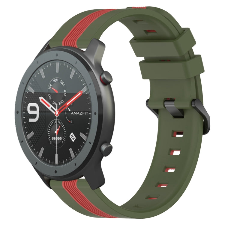 For Amazfit GTR 47mm 22mm Vertical Two-Color Silicone Watch Band