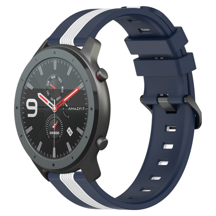 For Amazfit GTR 47mm 22mm Vertical Two-Color Silicone Watch Band