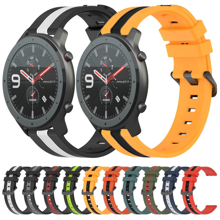 For Amazfit GTR 47mm 22mm Vertical Two-Color Silicone Watch Band