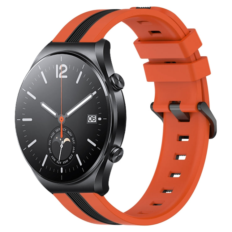 For Xiaomi MI Watch S1 22mm Vertical Two-Color Silicone Watch Band