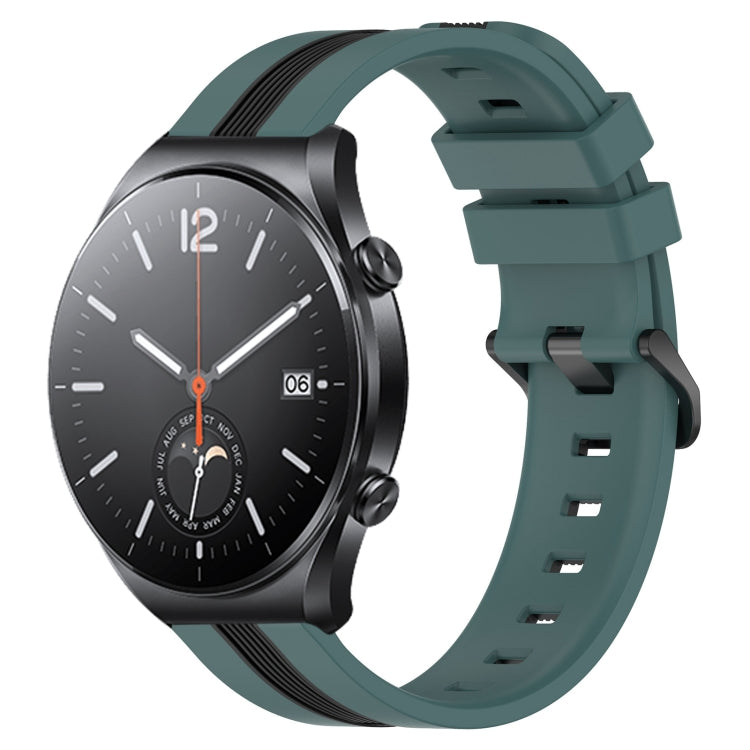 For Xiaomi MI Watch S1 22mm Vertical Two-Color Silicone Watch Band