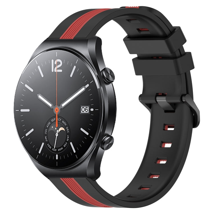 For Xiaomi MI Watch S1 22mm Vertical Two-Color Silicone Watch Band