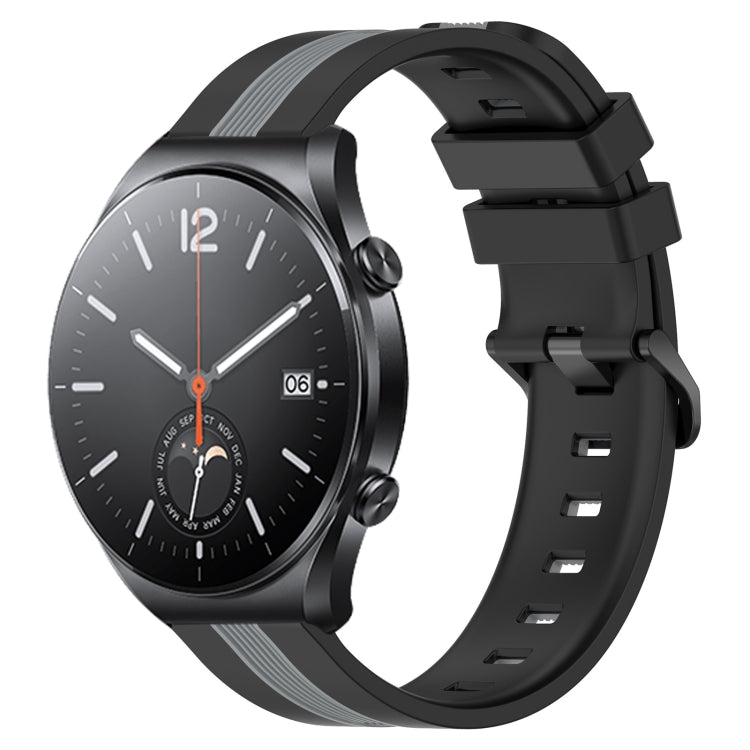 For Xiaomi MI Watch S1 22mm Vertical Two-Color Silicone Watch Band