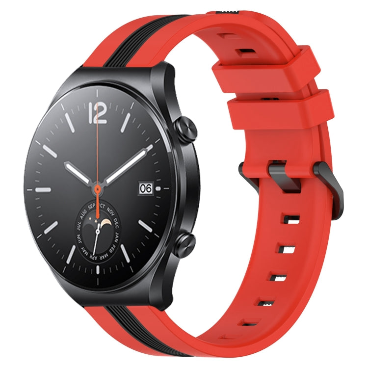 For Xiaomi MI Watch S1 22mm Vertical Two-Color Silicone Watch Band