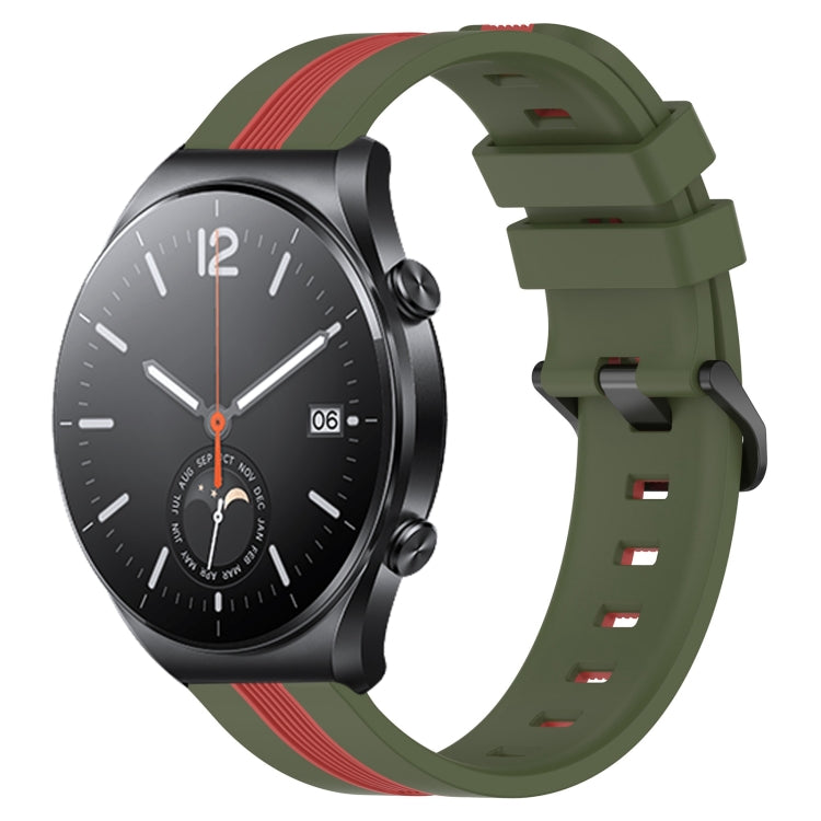 For Xiaomi MI Watch S1 22mm Vertical Two-Color Silicone Watch Band
