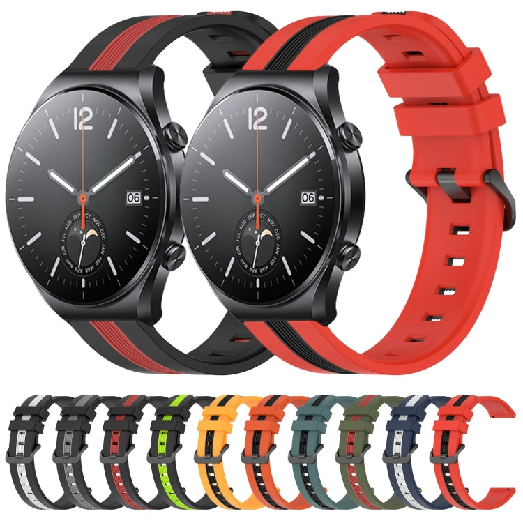 For Xiaomi MI Watch S1 22mm Vertical Two-Color Silicone Watch Band