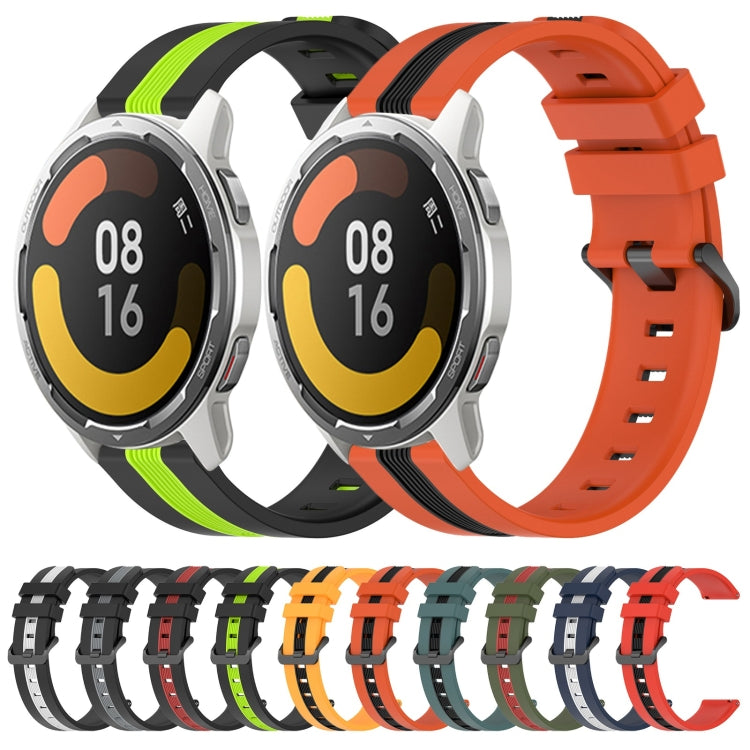 For Xiaomi MI Watch Color 2 22mm Vertical Two-Color Silicone Watch Band