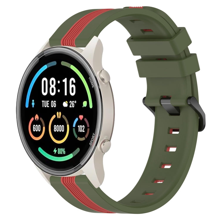 For Xiaomi MI Watch Sport 22mm Vertical Two-Color Silicone Watch Band