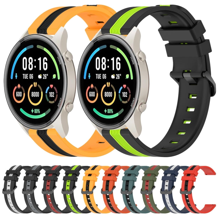 For Xiaomi MI Watch Sport 22mm Vertical Two-Color Silicone Watch Band