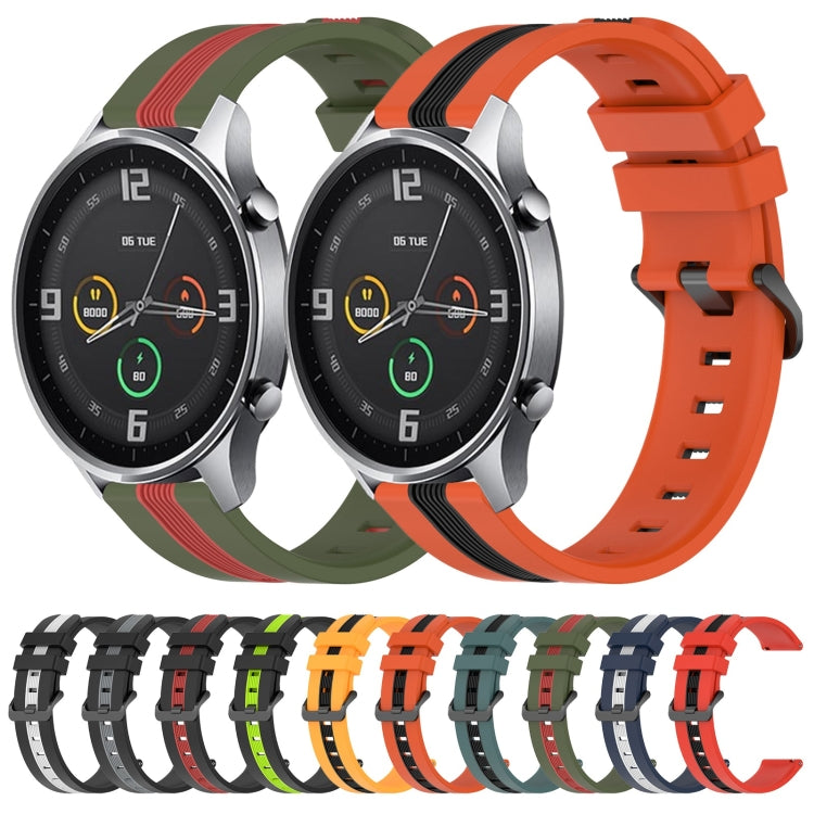For Xiaomi MI Watch Color 22mm Vertical Two-Color Silicone Watch Band