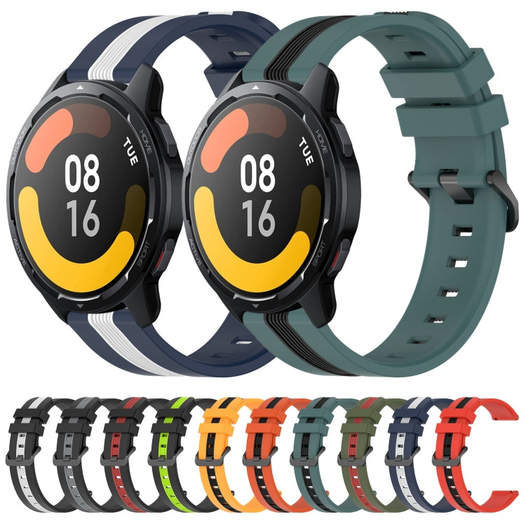 For Xiaomi MI Watch S1 Active 22mm Vertical Two-Color Silicone Watch Band