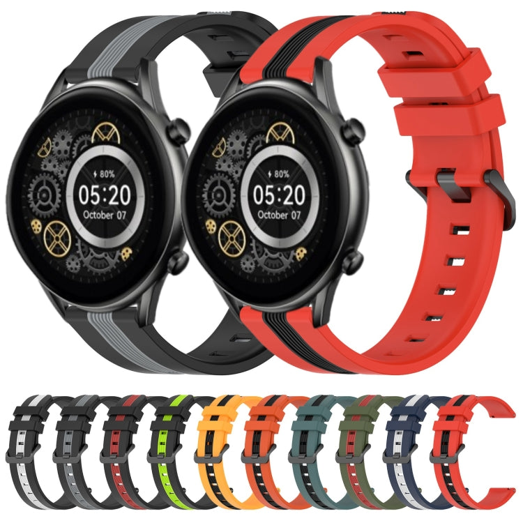 For Xiaomi Haylou RT2 LS10 22mm Vertical Two-Color Silicone Watch Band