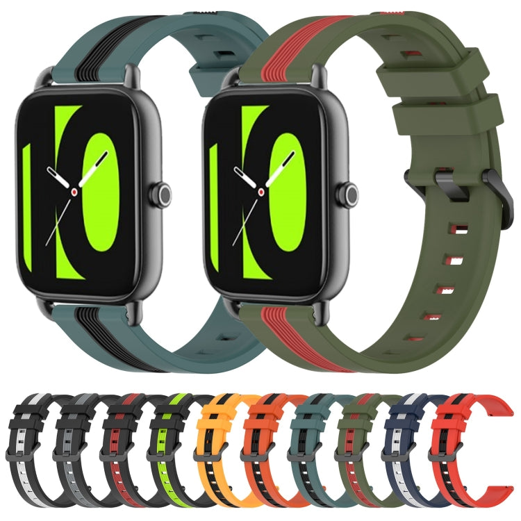 For Xiaomi Haylou RS4 LS12 22mm Vertical Two-Color Silicone Watch Band