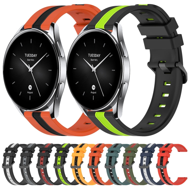 For Xiaomi MI Watch S2 42mm 22mm Vertical Two-Color Silicone Watch Band